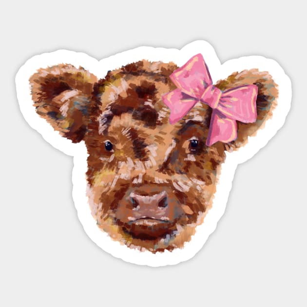 A Baby Calf with a Bow Sticker by littlealiart